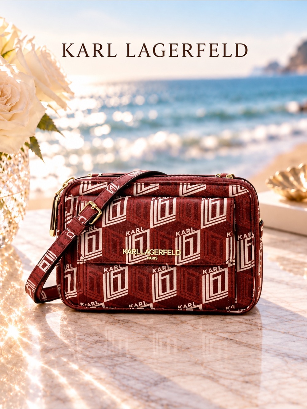 Karl Lagerfeld Paris Monogram Cube Crossbody Bag NWT